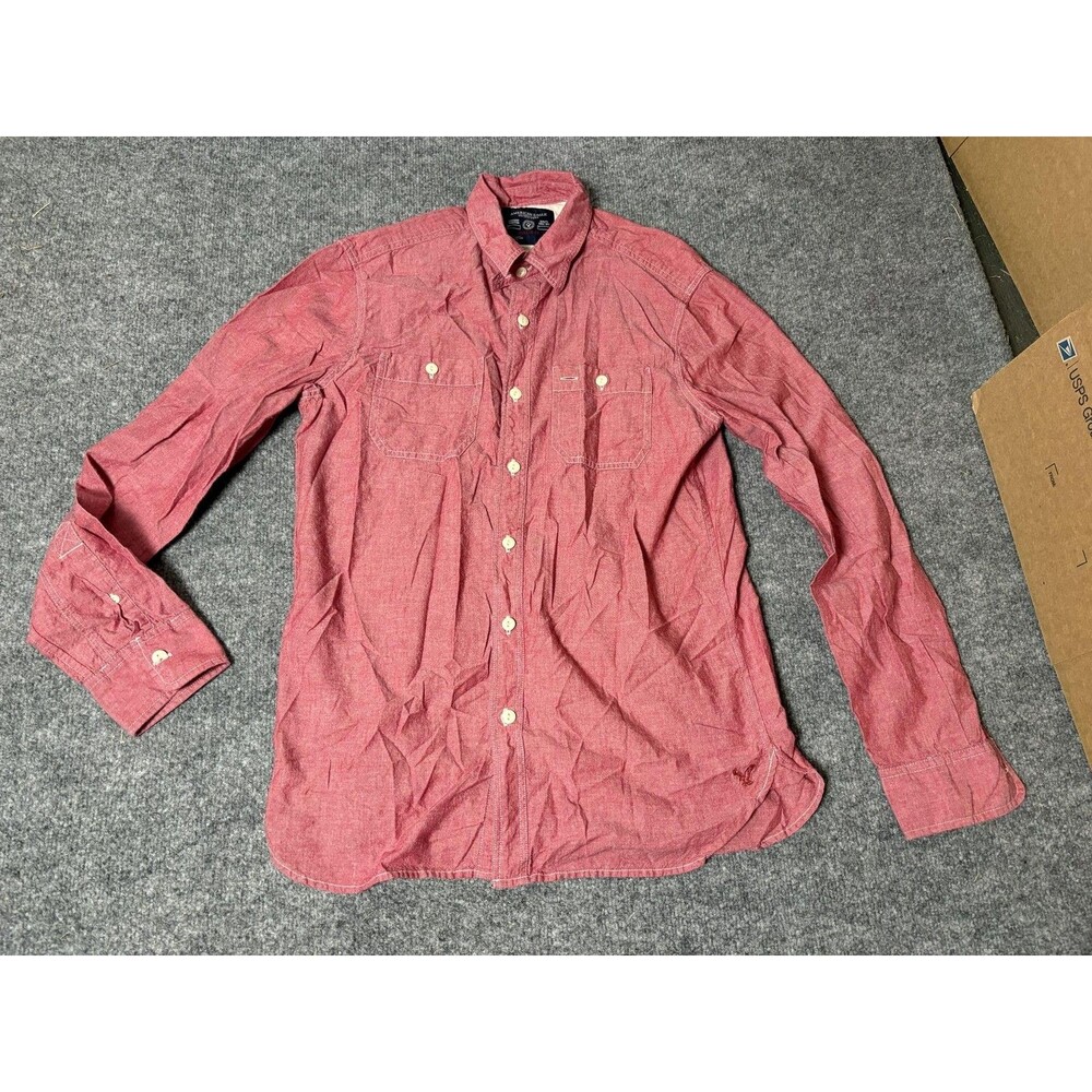 American Eagle Outfitters Shirt Mens M Red Chambray Long Sleeve Button-Up Casual